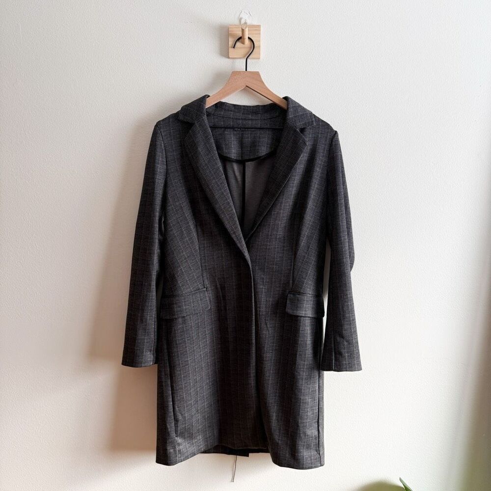 Adrianna Papell Long Plaid Jacket Size S
